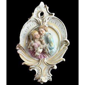 Vintage Prince of Wales Plume Feather Gold Wall Plaque